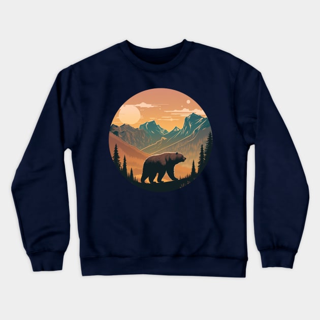 Bear in Forest Crewneck Sweatshirt by MaryBerry